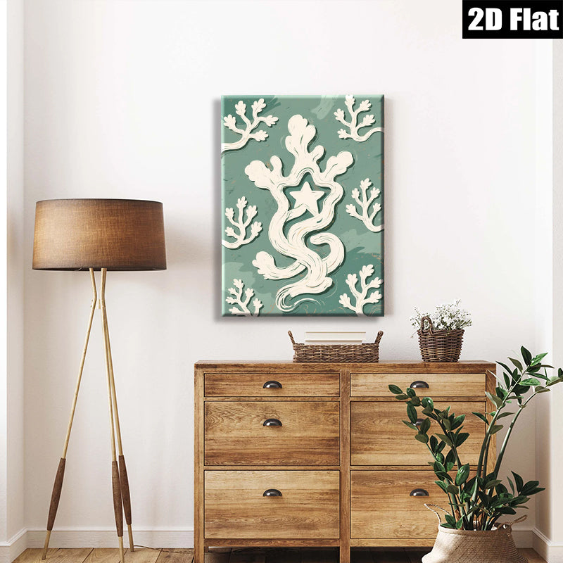 2D flat 1pc whimsical floral vine design farmhouse wall art decor living room bedroom gallery wrapped canvas prints modern minimalist aesthetic statement piece cozy vibes trending now