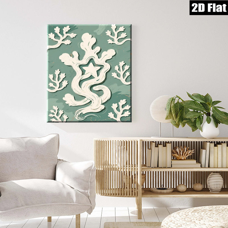 2D flat 1pc whimsical floral vine design farmhouse wall art decor living room bedroom gallery wrapped canvas prints modern minimalist aesthetic statement piece cozy vibes trending now