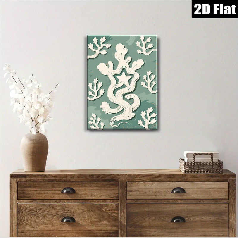 2D flat 1pc whimsical floral vine design farmhouse wall art decor living room bedroom gallery wrapped canvas prints modern minimalist aesthetic statement piece cozy vibes trending now