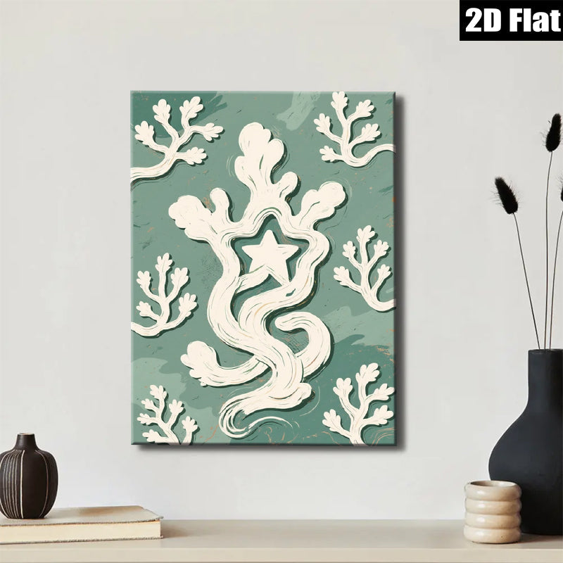 2D flat 1pc whimsical floral vine design farmhouse wall art decor living room bedroom gallery wrapped canvas prints modern minimalist aesthetic statement piece cozy vibes trending now