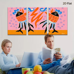 2D flat 1pc whimsical folk art birds bring vibrant color to modern farmhouse gallery wall decor coastal living room statement piece