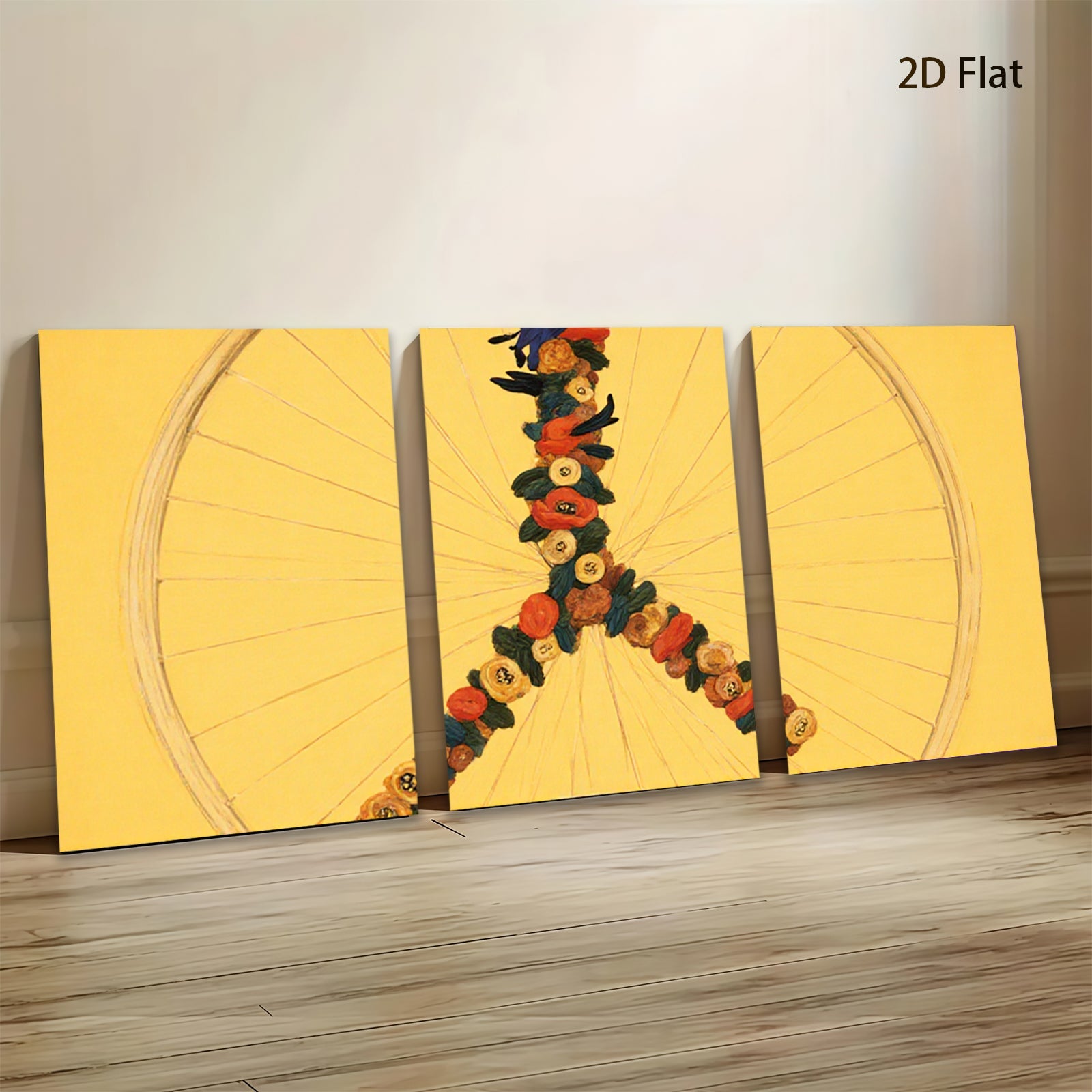 2D flat 1pc whimsical folk art floral branch painting for gallery wall bedroom living room modern farmhouse aesthetic