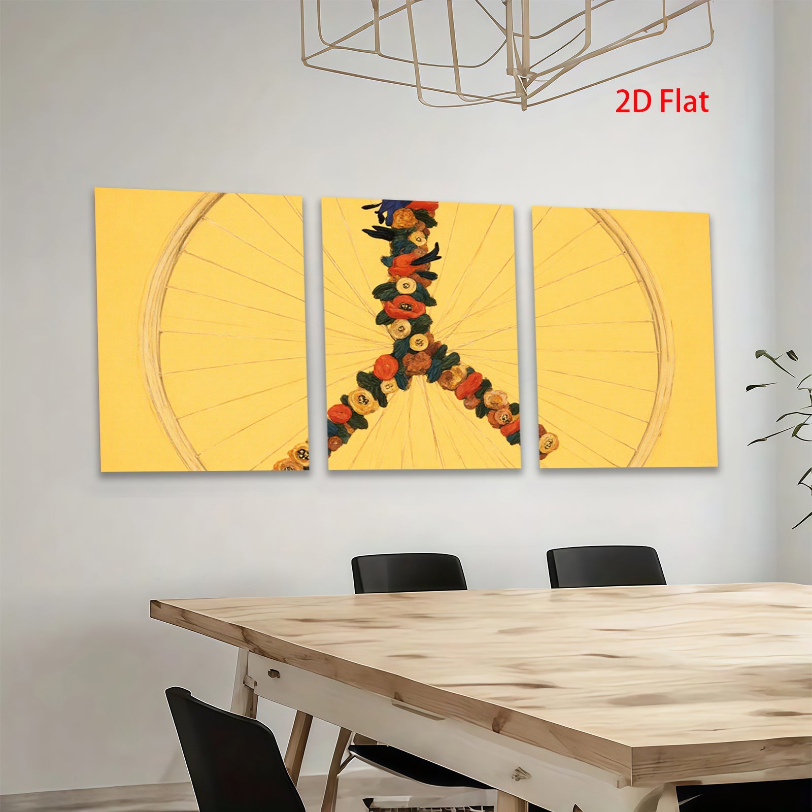 2D flat 1pc whimsical folk art floral branch painting for gallery wall bedroom living room modern farmhouse aesthetic