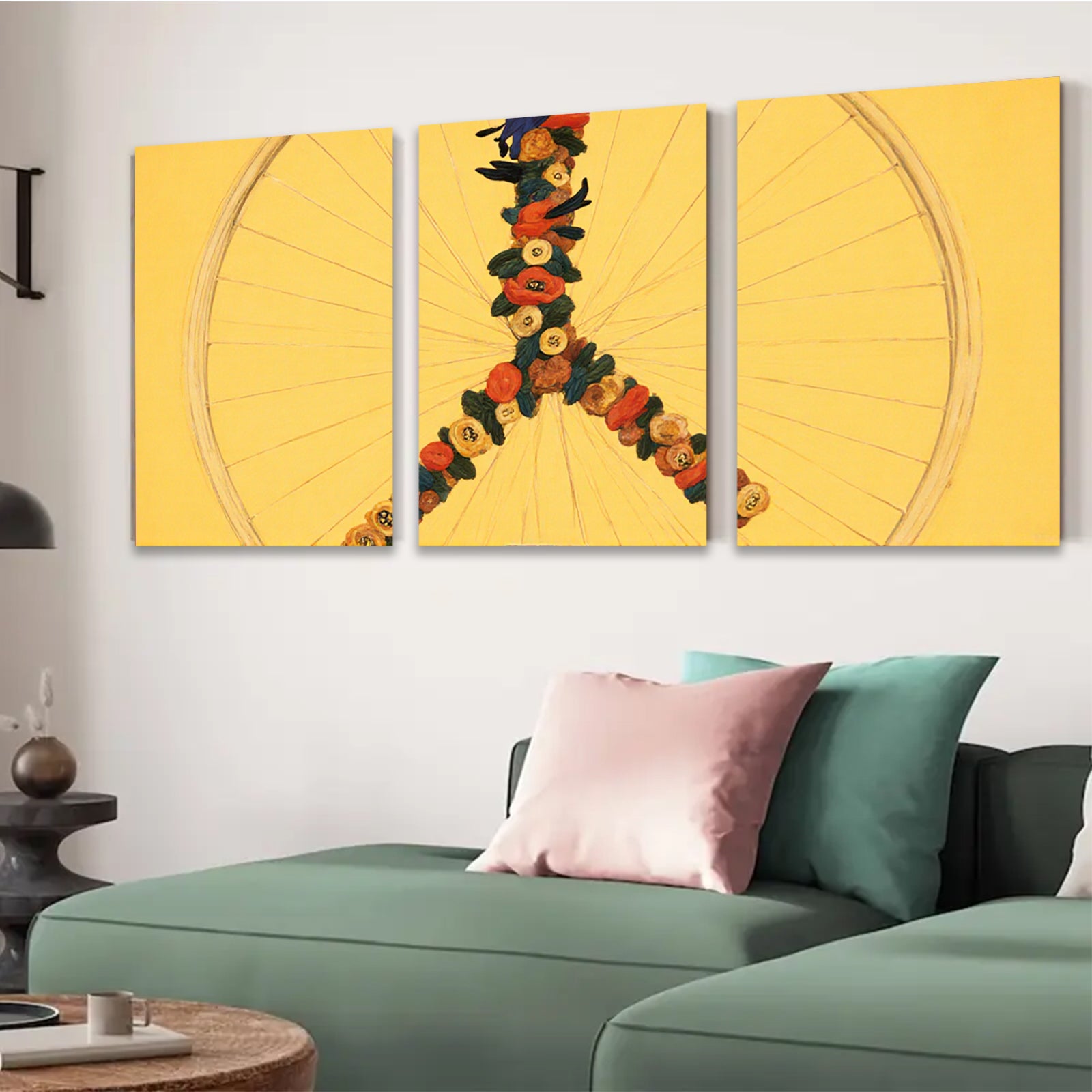2D flat 1pc whimsical folk art floral branch painting for gallery wall bedroom living room modern farmhouse aesthetic