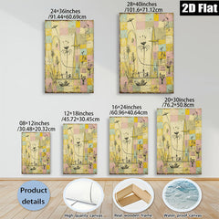 2D flat 1pc whimsical folk art scene featuring tiny figures boating dancing under sunny skies perfect for living room bedroom gallery wall decor farmhouse style