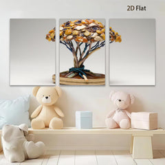 2D flat 1pc whimsical folk art tree sculpture for cozy farmhouse d��cor living room gallery wall accent botanical study