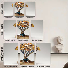 2D flat 1pc whimsical folk art tree sculpture for cozy farmhouse d��cor living room gallery wall accent botanical study