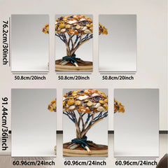 2D flat 1pc whimsical folk art tree sculpture for cozy farmhouse d��cor living room gallery wall accent botanical study