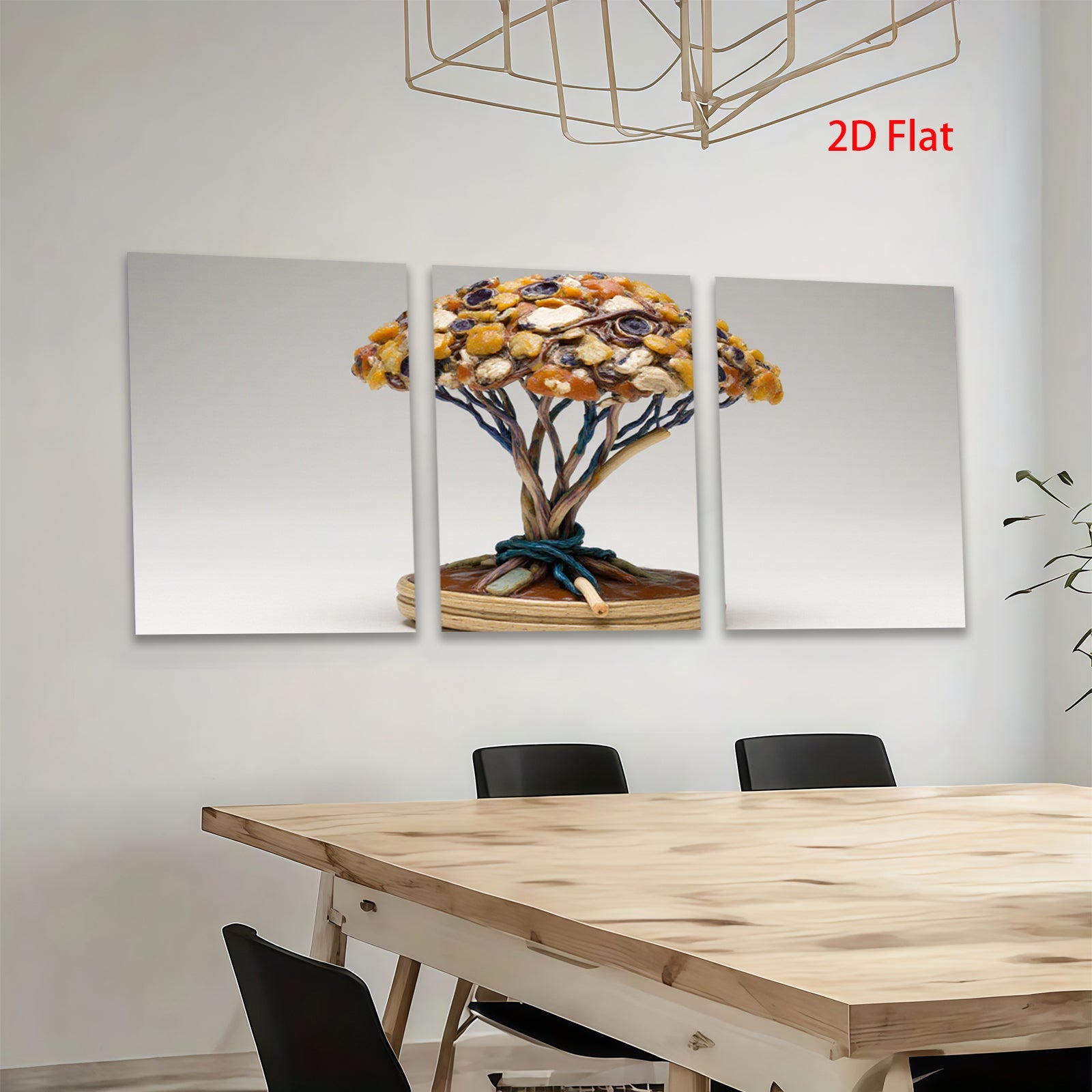 2D flat 1pc whimsical folk art tree sculpture for cozy farmhouse d��cor living room gallery wall accent botanical study