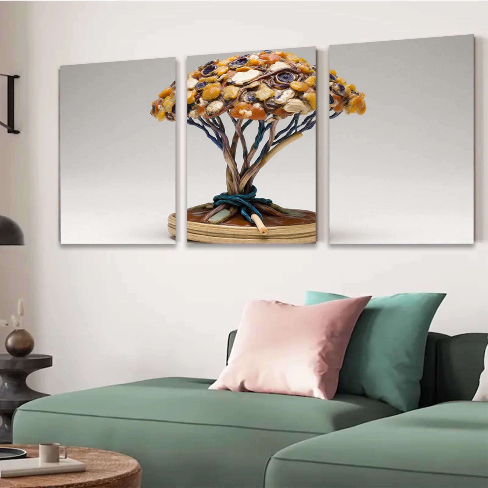 2D flat 1pc whimsical folk art tree sculpture for cozy farmhouse d��cor living room gallery wall accent botanical study