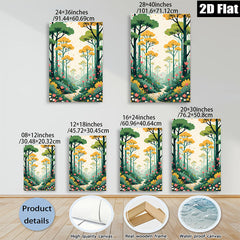2D flat 1pc whimsical forest path blooming wildflowers serene landscape wall art bedroom living room gallery wrapped canvas modern farmhouse decor