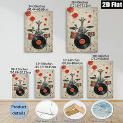 2D flat 1pc whimsical giraffe drummer portrait canvas wall art for living room bedroom music studio modern farmhouse decor gallery wrapped ready to hang