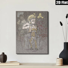 2D flat 1pc whimsical girl sketch portrait modern farmhouse wall art bedroom living room decor gallery wrapped canvas prints farmhouse style