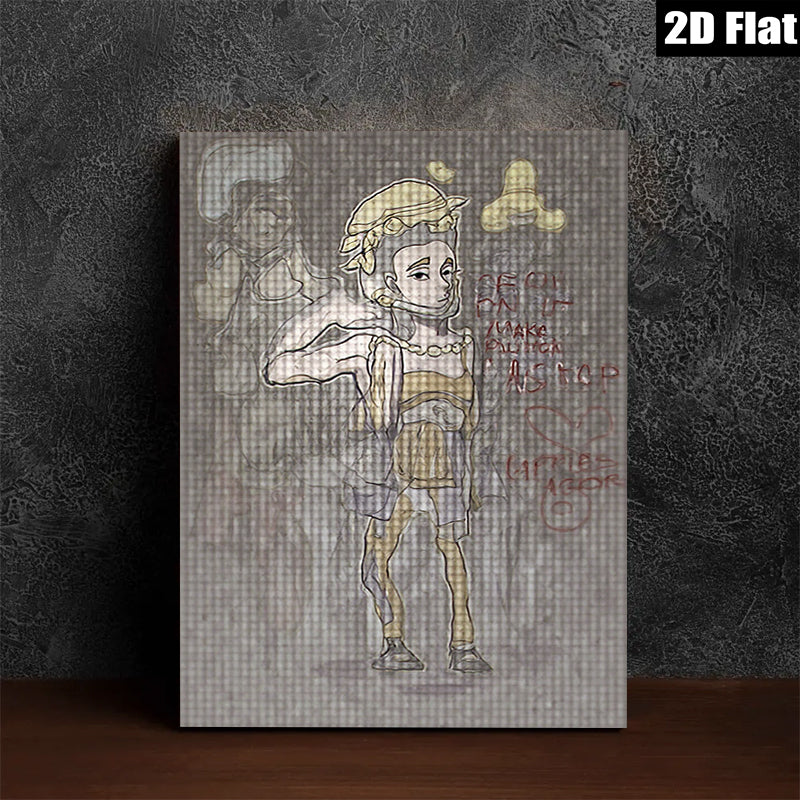 2D flat 1pc whimsical girl sketch portrait modern farmhouse wall art bedroom living room decor gallery wrapped canvas prints farmhouse style