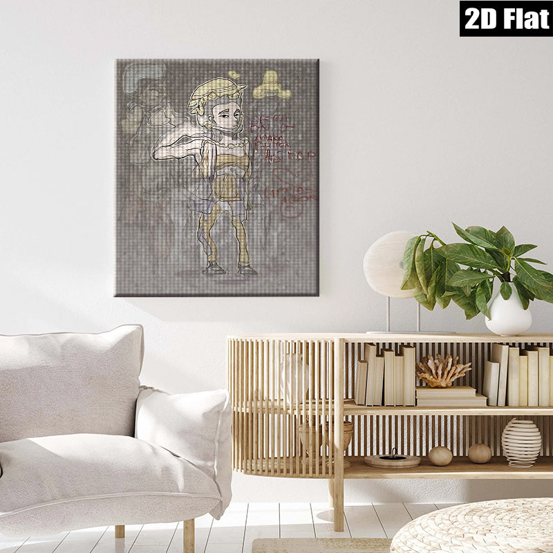 2D flat 1pc whimsical girl sketch portrait modern farmhouse wall art bedroom living room decor gallery wrapped canvas prints farmhouse style