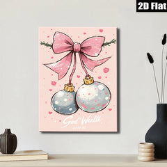 2D flat 1pc whimsical holiday ornaments painting festive Christmas wall art decor bedroom living room farmhouse style modern gallery wrapped canvas prints