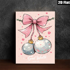 2D flat 1pc whimsical holiday ornaments painting festive Christmas wall art decor bedroom living room farmhouse style modern gallery wrapped canvas prints