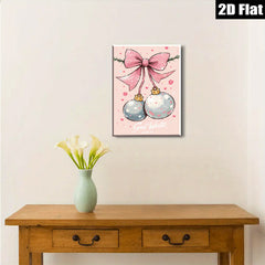 2D flat 1pc whimsical holiday ornaments painting festive Christmas wall art decor bedroom living room farmhouse style modern gallery wrapped canvas prints