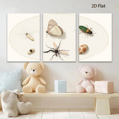 2D flat 1pc whimsical insect study botanical wall decor farmhouse living room gallery wrapped canvas print modern art