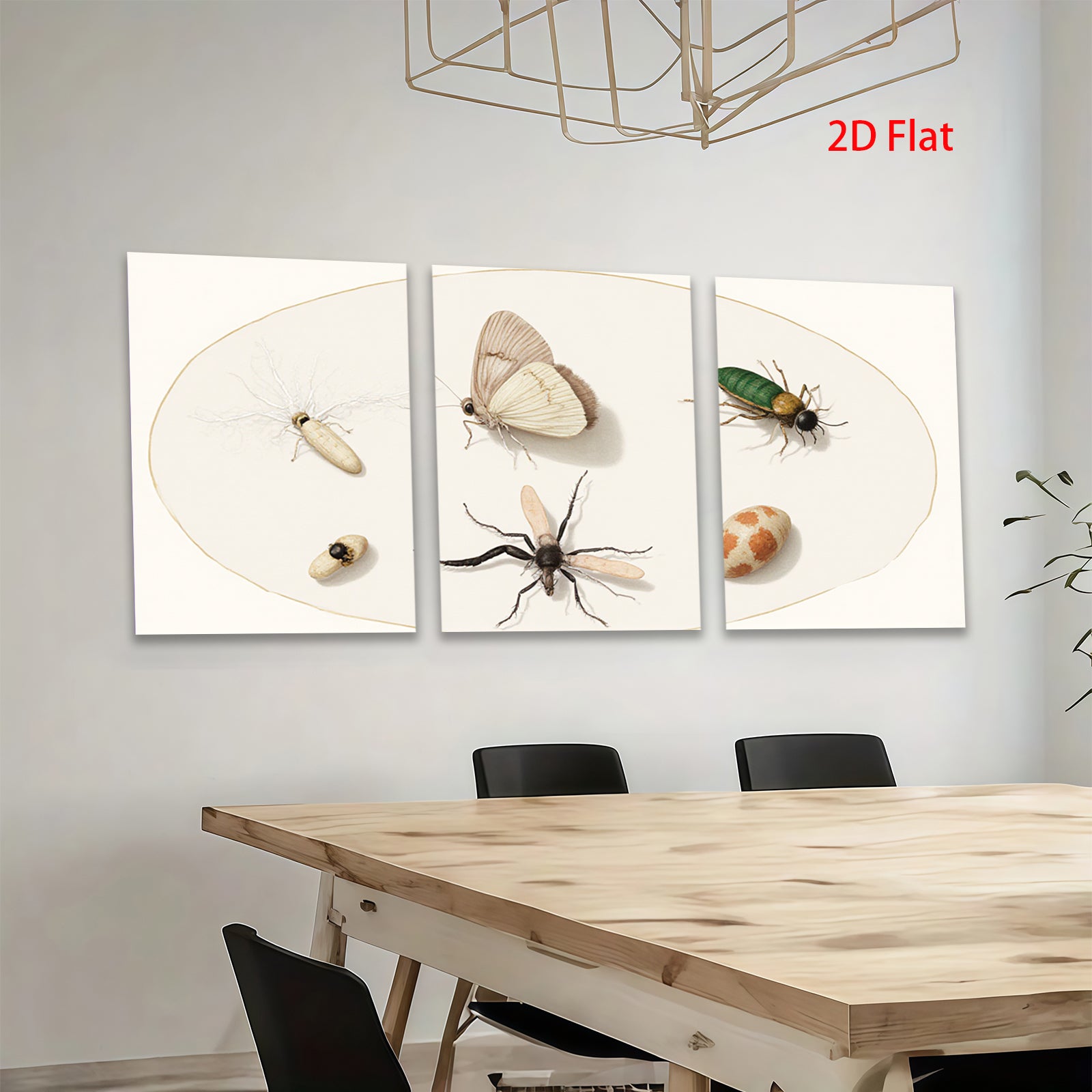 2D flat 1pc whimsical insect study botanical wall decor farmhouse living room gallery wrapped canvas print modern art