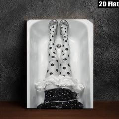 2D flat 1pc whimsical legs bathtub scene modern farmhouse wall art bedroom decor living room prints gallery wrapped canvas beautiful cozy minimalist