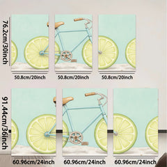 2D flat 1pc whimsical lime bicycle wall art for kitchen dining room modern farmhouse decor gallery wrapped canvas prints botanical illustration