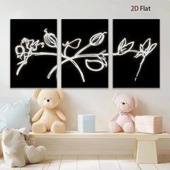 2D flat 1pc whimsical line art botanical sketch minimalist wall d��cor living room bedroom gallery wrapped canvas print farmhouse style modern art