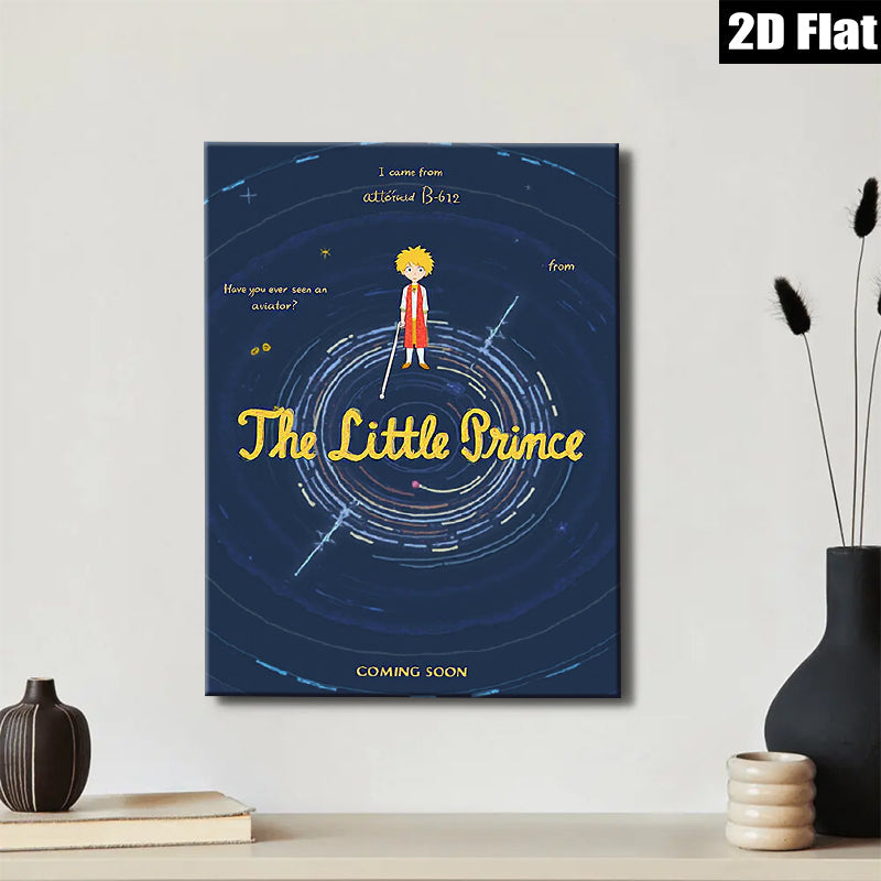 2D flat 1pc whimsical little prince starry night sky wall decor for bedroom living room nursery modern farmhouse aesthetic gallery wrapped canvas prints