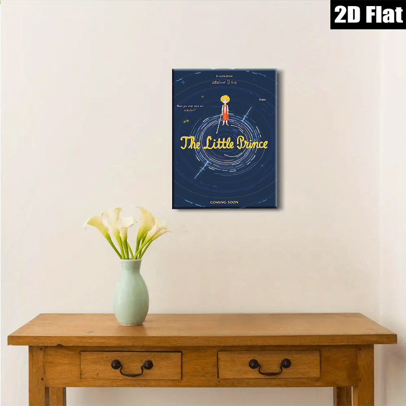 2D flat 1pc whimsical little prince starry night sky wall decor for bedroom living room nursery modern farmhouse aesthetic gallery wrapped canvas prints