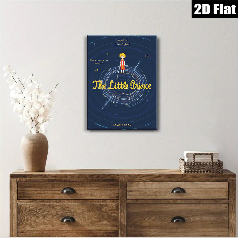 2D flat 1pc whimsical little prince starry night sky wall decor for bedroom living room nursery modern farmhouse aesthetic gallery wrapped canvas prints