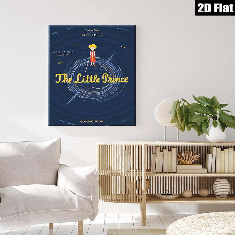 2D flat 1pc whimsical little prince starry night sky wall decor for bedroom living room nursery modern farmhouse aesthetic gallery wrapped canvas prints