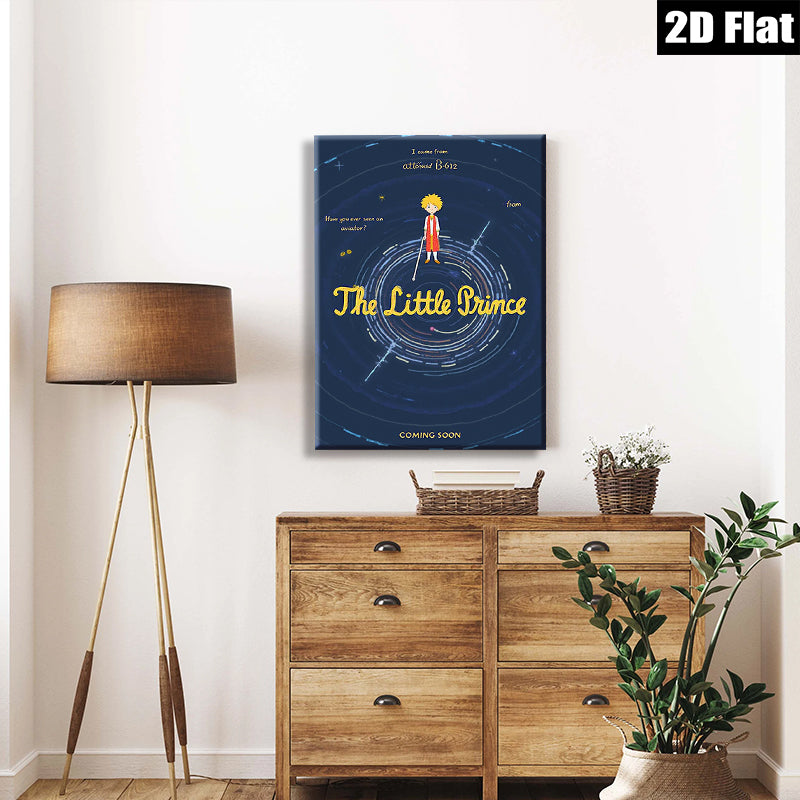 2D flat 1pc whimsical little prince starry night sky wall decor for bedroom living room nursery modern farmhouse aesthetic gallery wrapped canvas prints