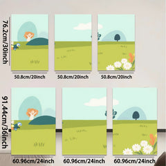 2D flat 1pc whimsical meadow landscape wall art for living room bedroom nursery decor farmhouse style botanical prints cozy vibes gallery wrapped canvas