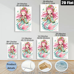 2D flat 1pc whimsical mermaid illustration vibrant ocean fantasy bedroom nursery playroom wall decor art prints canvas paintings