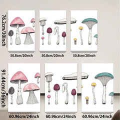 2D flat 1pc whimsical mushroom botanical wall art prints for living room bedroom gallery wrapped canvas farmhouse decor modern minimalist aesthetic