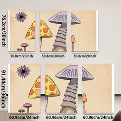 2D flat 1pc whimsical mushroom forest painting botanical wall art decor for living room bedroom gallery wrapped canvas prints farmhouse style cozy vibes