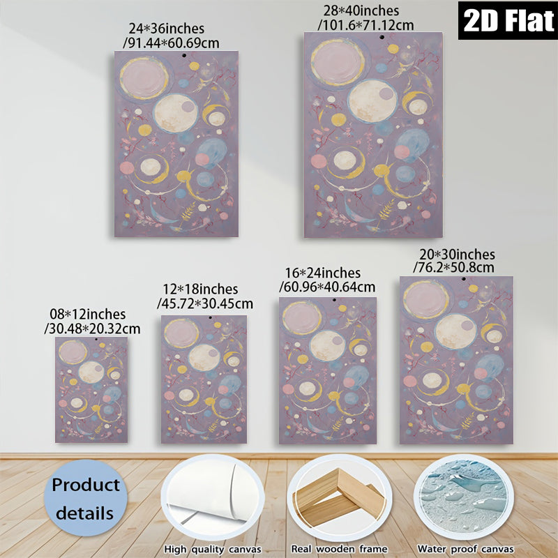 2D flat 1pc whimsical pastel celestial orbs abstract wall art for living room bedroom modern farmhouse gallery wrapped canvas prints