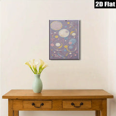 2D flat 1pc whimsical pastel celestial orbs abstract wall art for living room bedroom modern farmhouse gallery wrapped canvas prints