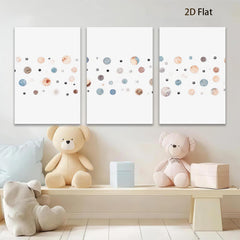 2D flat 1pc whimsical pastel dots abstract wall art modern farmhouse living room bedroom decor gallery wrapped canvas prints botanical nature inspired cozy vibes