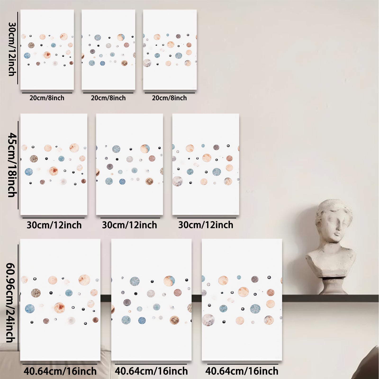 2D flat 1pc whimsical pastel dots abstract wall art modern farmhouse living room bedroom decor gallery wrapped canvas prints botanical nature inspired cozy vibes