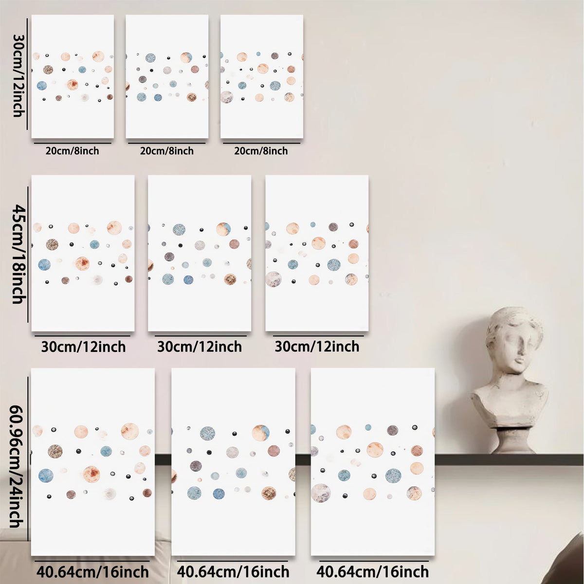 2D flat 1pc whimsical pastel dots abstract wall art modern farmhouse living room bedroom decor gallery wrapped canvas prints botanical nature inspired cozy vibes