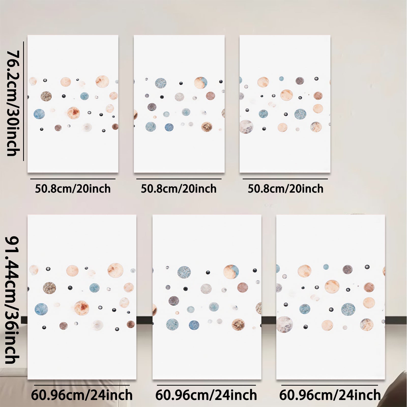 2D flat 1pc whimsical pastel dots abstract wall art modern farmhouse living room bedroom decor gallery wrapped canvas prints botanical nature inspired cozy vibes