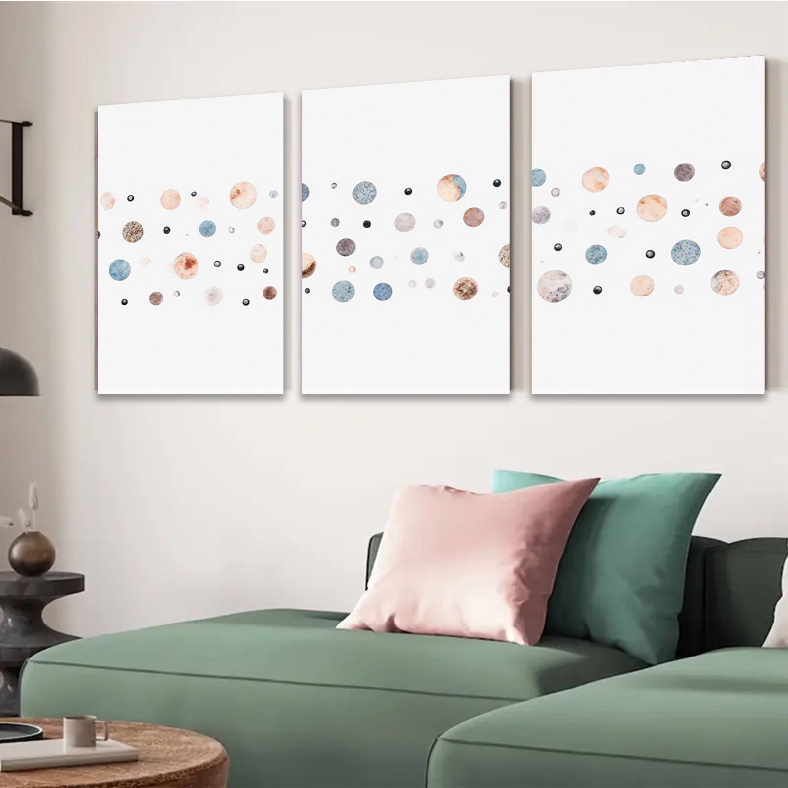 2D flat 1pc whimsical pastel dots abstract wall art modern farmhouse living room bedroom decor gallery wrapped canvas prints botanical nature inspired cozy vibes