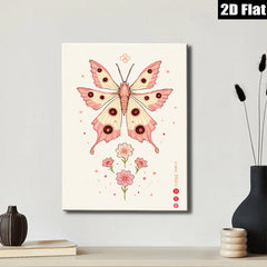 2D flat 1pc whimsical pink butterfly floral wall art canvas prints for bedroom living room home decor farmhouse style modern minimalist aesthetic gallery wrapped
