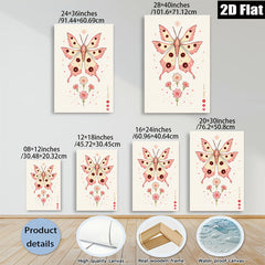 2D flat 1pc whimsical pink butterfly floral wall art canvas prints for bedroom living room home decor farmhouse style modern minimalist aesthetic gallery wrapped