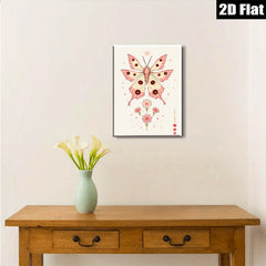 2D flat 1pc whimsical pink butterfly floral wall art canvas prints for bedroom living room home decor farmhouse style modern minimalist aesthetic gallery wrapped
