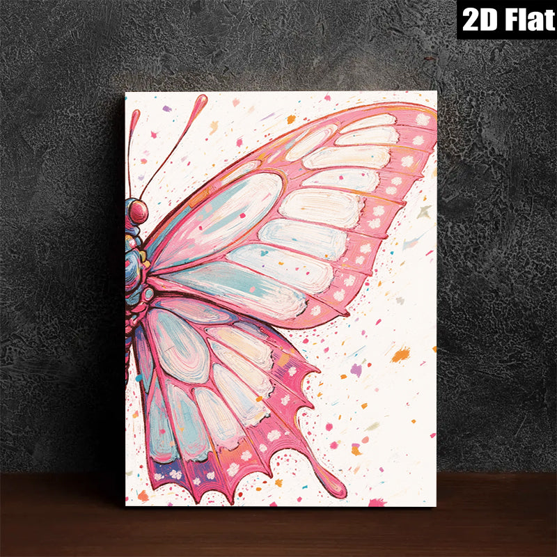 2D flat 1pc whimsical pink butterfly wing art print for living room bedroom gallery wall decor farmhouse style modern minimalist canvas