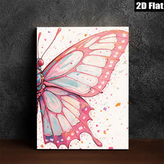 2D flat 1pc whimsical pink butterfly wing art print for living room bedroom gallery wall decor farmhouse style modern minimalist canvas