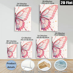 2D flat 1pc whimsical pink butterfly wing art print for living room bedroom gallery wall decor farmhouse style modern minimalist canvas