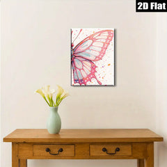 2D flat 1pc whimsical pink butterfly wing art print for living room bedroom gallery wall decor farmhouse style modern minimalist canvas